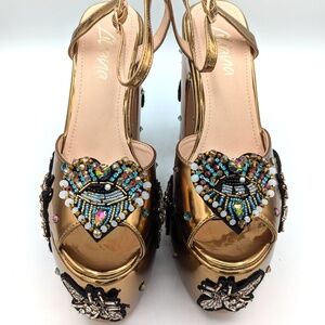 FW Original Eyes + Bees Gold Heels